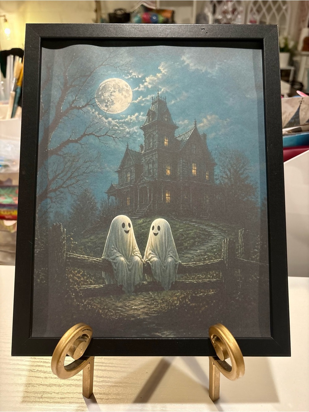 Playful Ghosts Halloween Framed 8x10 Art Print